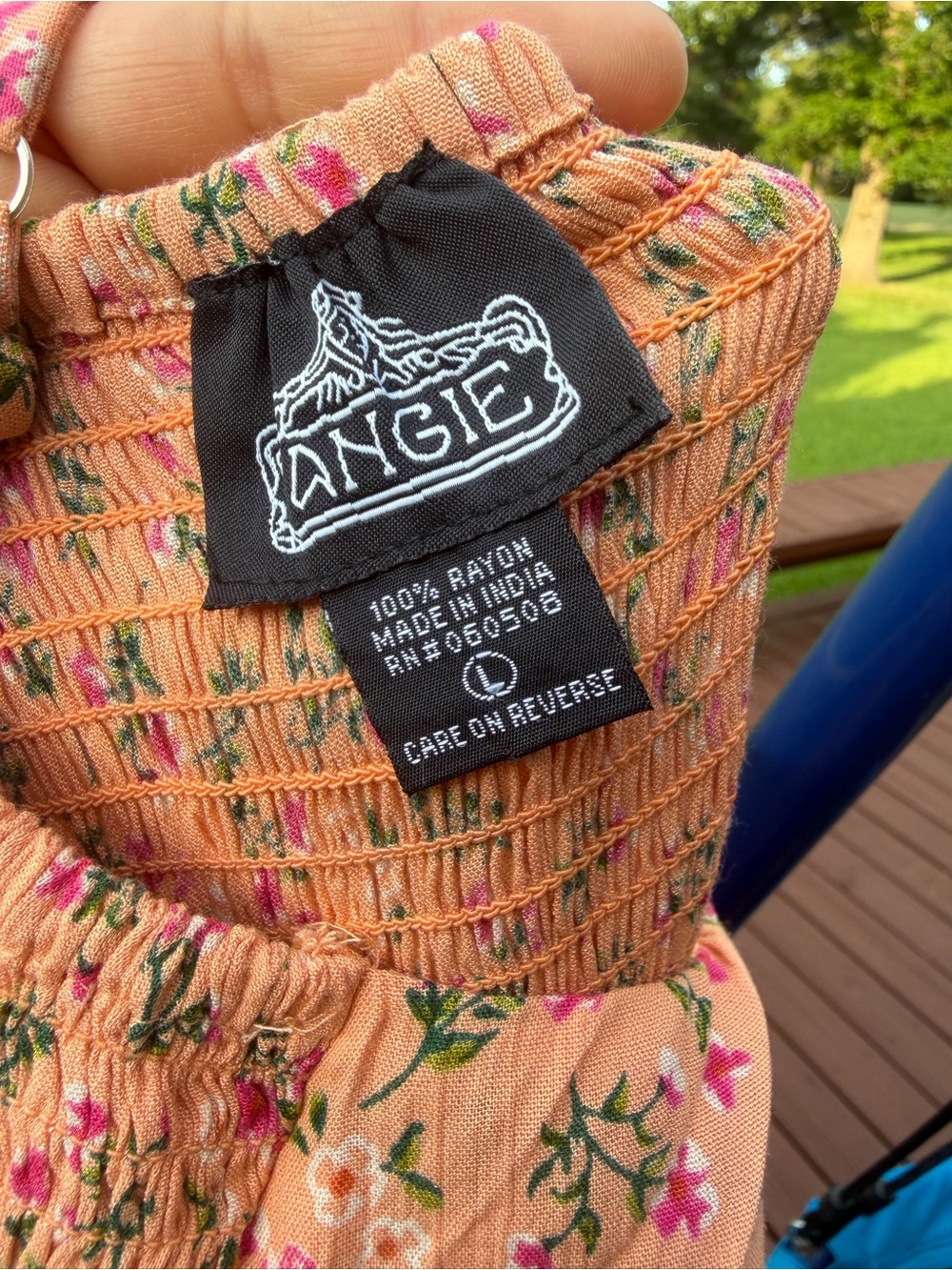 Angie Pink Floral Smocked Maxi Dress NWOT Large - Picture 7 of 9